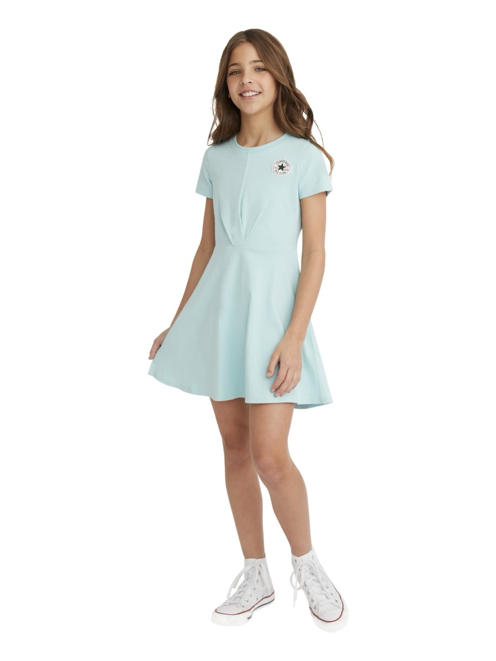 Converse Girls' Mint Blue Twist Front Short Sleeve  Dress